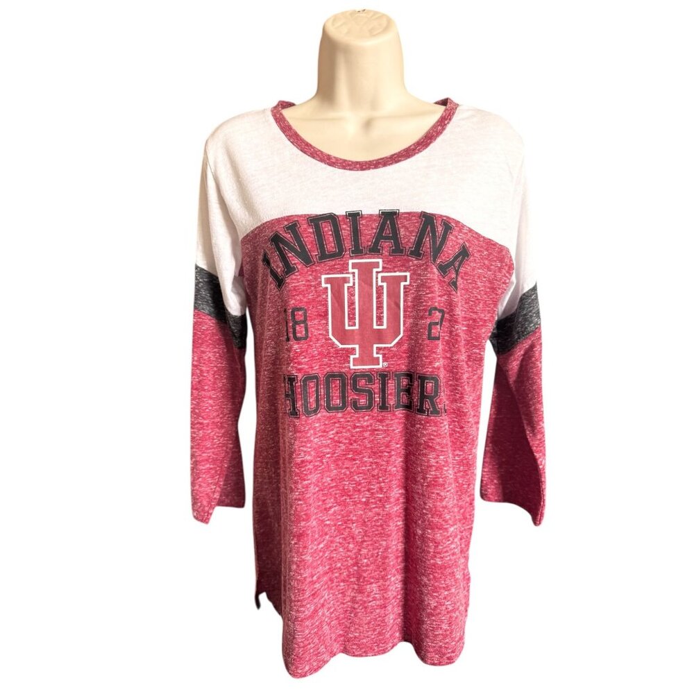 Indiana Hoosiers T-Shirt Women's M Square Long Sleeve Crewneck College Tee